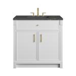 Bellshire 36" Single Vanity, Bright White w/ 3 CM Parisien Bleu Silestone Top