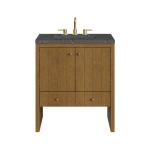 Hudson 30" Single Vanity, Honey Oak w/ 3 CM Parisien Bleu Silestone Top