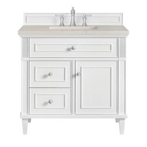 Lorelai 36" Single Vanity, Bright White, w/ 3 CM Siberian Silestone Top