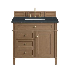 Brittany 36" Single Vanity, Pecan w/ 3 CM Charcoal Soapstone Silestone Top