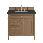 Brittany 36" Single Vanity, Pecan w/ 3 CM Charcoal Soapstone Silestone Top