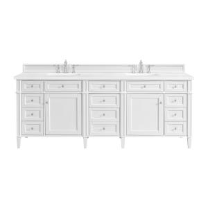 Brittany 84" Double Vanity, Bright White w/ 3 CM White Zeus Top