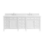 Brittany 84" Double Vanity, Bright White w/ 3 CM White Zeus Top