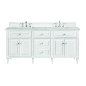 Lorelai 72" Double Vanity, Bright White w/ 3 CM Eternal Jasmine Pearl Silestone Top w/FreePower Wireless Charger
