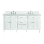 Lorelai 72" Double Vanity, Bright White w/ 3 CM Eternal Jasmine Pearl Silestone Top w/FreePower Wireless Charger