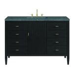 Myrrin 48" Single Vanity, Carbon Oak w/ 3 CM Parisien Bleu Silestone Top w/FreePower Wireless Charger