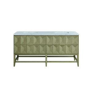 Emmeline 72" Double Vanity, Pebble Oak w/ 3 CM Carrara Marble Top