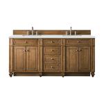 Bristol 72" Double Vanity, Saddle Brown w/ 3 CM Ethereal Noctis Silestone Top w/FreePower Wireless Charger