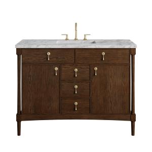 Kinnsden 48" Single Vanity, Sable Oak w/ 3 CM Carrara Marble Top