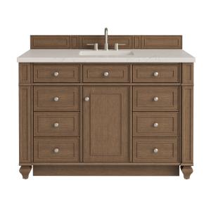 Bristol 48" Single Vanity, Saddle Brown, w/ 3 CM Siberian Silestone Top w/FreePower Wireless Charger