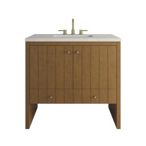 Hudson 36" Single Vanity, Honey Oak w/ 3 CM Siberian Silestone Top