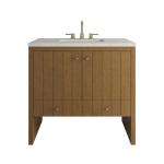 Hudson 36" Single Vanity, Honey Oak w/ 3 CM Siberian Silestone Top