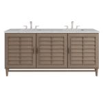Portland 72IN Double Vanity Whitewashed Walnut w/ 3 CM Eternal Jasmine Pearl Silestone Top w/FreePower Wireless Charger