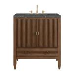 Myrrin 30" Single Vanity, Mid-Century Walnut w/ 3 CM Parisien Bleu Silestone Top