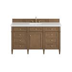 Brittany 60" Single Vanity, Pecan w/ 3 CM White Zeus Silestone Top