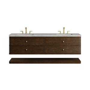 Allamari 72" Double Vanity, Sable w/ 3 CM Victorian Silver Top w/FreePower Wireless Charger