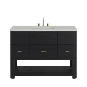 Lucian 48" Single Vanity, Carbon Oak w/ 3 CM White Zeus Silestone Widespread Top