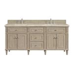 Lorelai 72" Double Vanity, Whitewashed Oak, w/ 3 CM Tajnar Eclos Top