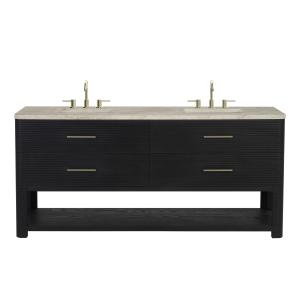 Lucian 72" Double Vanity, Carbon Oak, w/ 3 CM Tajnar Eclos Widespread Top