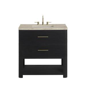 Lucian 36" Single Vanity, Carbon Oak, w/ 3 CM Tajnar Eclos Widespread Top