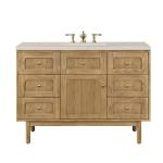 Laurent 48" Single Vanity, Light Natural Oak, w/ 3 CM Siberian Silestone Top w/FreePower Wireless Charger