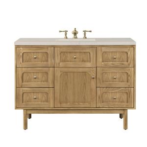 Laurent 48" Single Vanity, Light Natural Oak, w/ 3 CM Siberian Silestone Top w/FreePower Wireless Charger