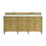 Lorelai 72" Double Vanity, Light Natural Oak w/ 3 CM Ethereal Noctis Silestone Top w/FreePower Wireless Charger