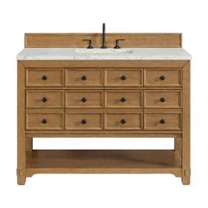 Malibu 48" Single Vanity, Amber Birch w/ 3 CM Victorian Silver Silestone Top w/ FreePower Wireless Charger