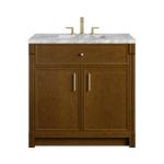 Bellshire 36" Single Vanity, Honey Oak w/ 3 CM Carrara Marble Top