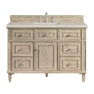 Lorelai 48" Single Vanity, Whitewashed Oak, w/ 3 CM Siberian Silestone Top w/FreePower Wireless Charger