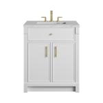 Bellshire 30" Single Vanity, Bright White w/ 3 CM Ethereal Noctis Silestone Top