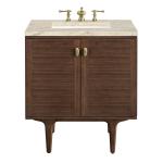 Amberly 30" Single Vanity, Mid-Century Walnut, w/ 3 CM Tajnar Eclos Top