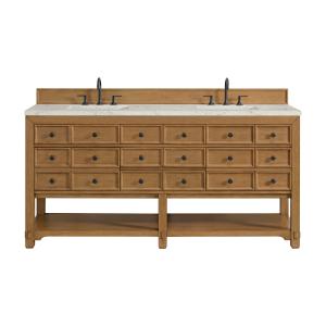 Malibu 72" Double Vanity, Amber Birch w/ 3 CM Victorian Silver Top w/ FreePower Wireless Charger