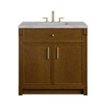 Bellshire 36" Single Vanity, Honey Oak w/ 3 CM Victorian Silver Silestone Top