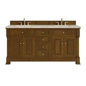 Brookfield 72" Double Vanity, Honey Oak, w/ 3 CM Tajnar Eclos Top w/FreePower Wireless Charger