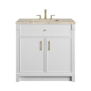 Bellshire 36" Single Vanity, Bright White w/ 3 CM Tajnar Eclos Top