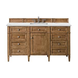 Brittany 60" Single Vanity, Saddle Brown w/ 3 CM Ethereal Noctis Silestone Top w/FreePower Wireless Charger