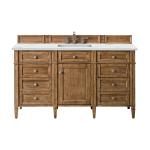 Brittany 60" Single Vanity, Saddle Brown w/ 3 CM Ethereal Noctis Silestone Top w/FreePower Wireless Charger