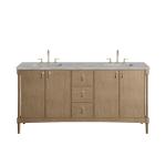Kinnsden 72" Double Vanity, Weathered Oak w/ 3 CM Victorian Silver Silestone Top w/FreePower Wireless Charger