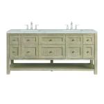Breckenridge 72" Double Vanity, Whitewashed Oak w/ 3 CM Eternal Jasmine Pearl Silestone Top w/FreePower Wireless Charger