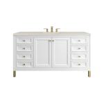 Chicago 60" Single Vanity, Glossy White, w/ 3 CM Siberian Silestone Top w/FreePower Wireless Charger