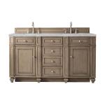 Bristol 60" Double Vanity, Whitewashed Walnut w/ 3 CM Victorian Silver Silestone Top w/FreePower Wireless Charger