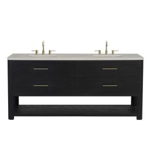 Lucian 72" Double Vanity, Carbon Oak, w/ 3 CM Siberian Silestone Top w/FreePower Wireless Charger