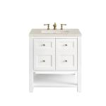 Breckenridge 30" Single Vanity, Bright White, w/ 3 CM Siberian Silestone Top