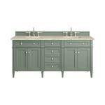 Brittany 72" Double Vanity, Smokey Celadon, w/ 3 CM Tajnar Eclos Top