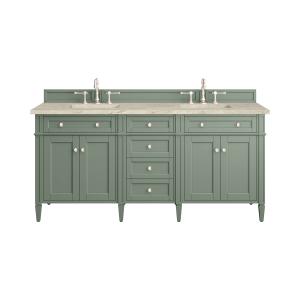 Brittany 72" Double Vanity, Smokey Celadon, w/ 3 CM Tajnar Eclos Top w/FreePower Wireless Charger