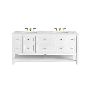 Breckenridge 72" Double Vanity, Bright White w/ 3 CM Ethereal Noctis Top w/FreePower Wireless Charger