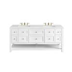Breckenridge 72" Double Vanity, Bright White w/ 3 CM Ethereal Noctis Top w/FreePower Wireless Charger