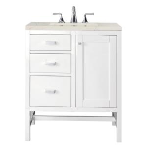 Addison 30" Single Vanity, Glossy White, w/ 3 CM Siberian Silestone Top