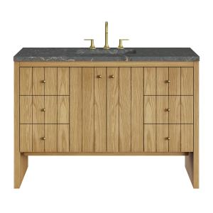 Hudson 48" Single Vanity, Light Natural Oak w/ 3 CM Parisien Bleu Top w/ FreePower Wireless Charger